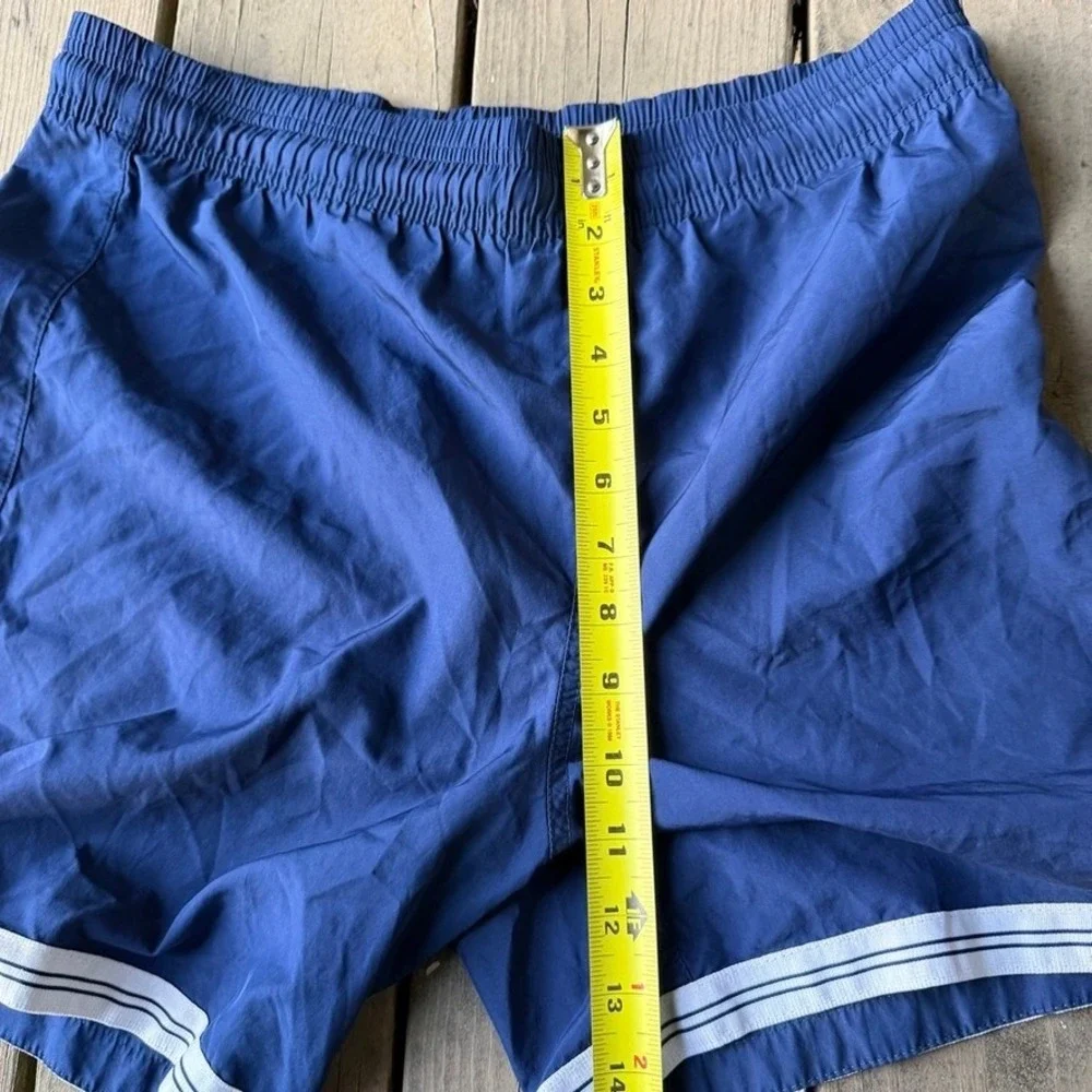 Vintage Nike Womens Blue Nylon Athletic Running Shorts Y2K Striped